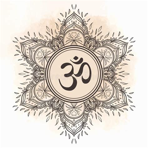 Ohm Symbol Indian Diwali Spiritual Sign Om Over Mandala Beautiful