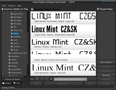 Fonty Python Správa Prohlížení A Vyhledávání Písma Linux Mint Czandsk