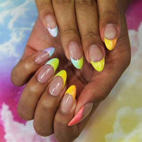 Uk Nail Art Trend Rainbow French Manicure Best Nail Art Trends From