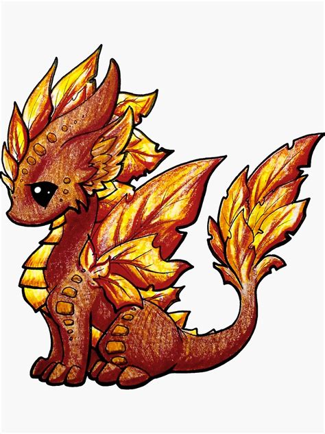 Autumn Dragon Sticker By Rebecca Golins In 2021 Cute Dragon Drawing
