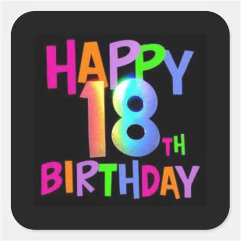 Happy 18th Birthday Multi Colour Square Sticker