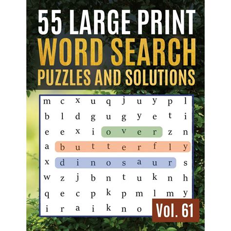 Find Words For Adults And Seniors 55 Large Print Word Search Puzzles And