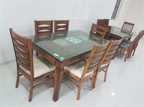 Rectangular Glass Top Wooden Dining Table 6 Seater At Rs 27500set In