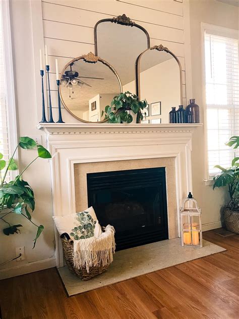 Mantle Decor With Vintage Mirrors Above Fireplace Ideas Mirror Over