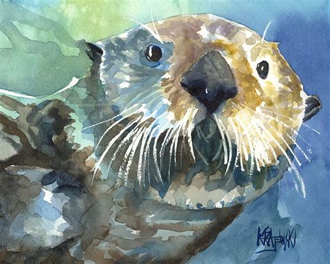 Sea Otter Art Print Sea Otter Ts From Original Painting By Ron