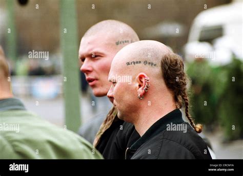 Skinheads At Npd Demonstration Stock Photo Alamy