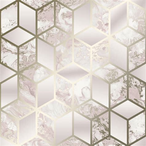 Download Pink Gold Marble Cube Wallpaper
