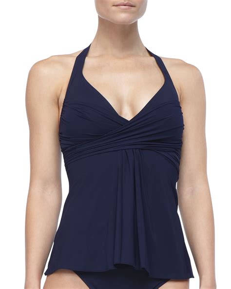 Lyst Gottex Solid Color Tankini Top Dark Navy 36 In Blue