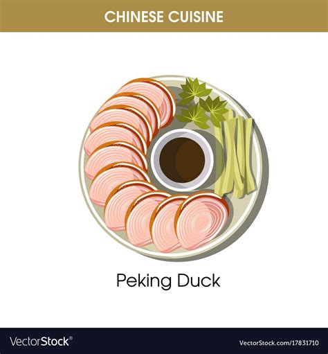 Chinese Cuisine Peking Duck Traditional Dish Food Vector Image Peking