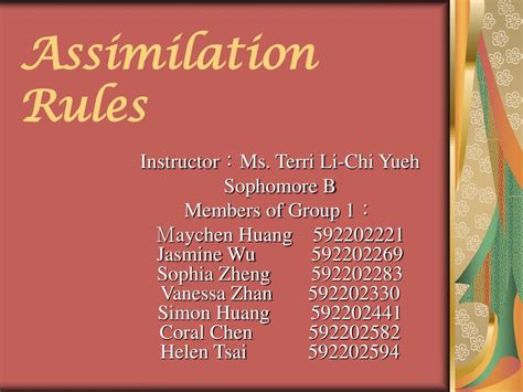 Ppt Assimilation Rules Powerpoint Presentation Id228943