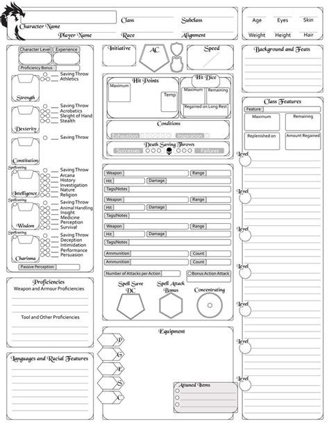 Dnd Character Description Template Character Sheet Template For Dnd 5th