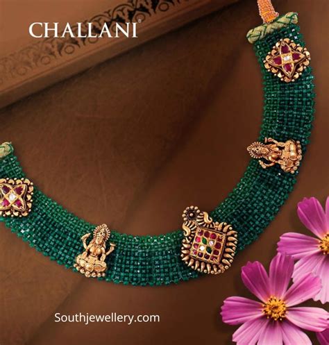 Woven Emerald Beads Necklace Indian Jewellery Designs