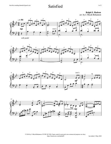 Satisfied Sheet Music For Piano Solo