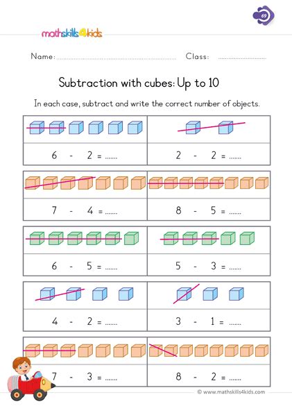 Subtraction Worksheets For 1st Graders With Number Lines And Objects