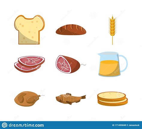 Conjunto De Alimentos Nutritivos Saludables Ilustración Del Vector