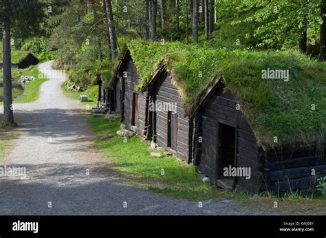 Old Wooden Buildings At The Sunnmore Open Air Museum Alesund Norway