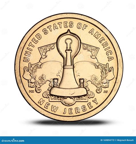 American One Dollar Coin With The Statue Of Liberty Stock Photo Image