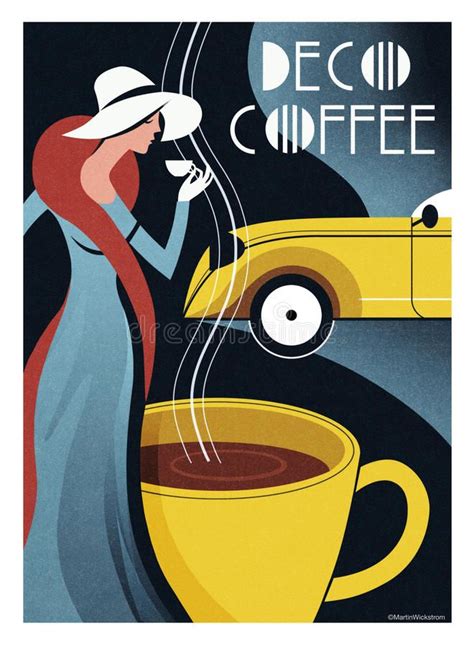 Art Deco Coffee Poster An Art Deco Vintage Cafe Coffee Poster By