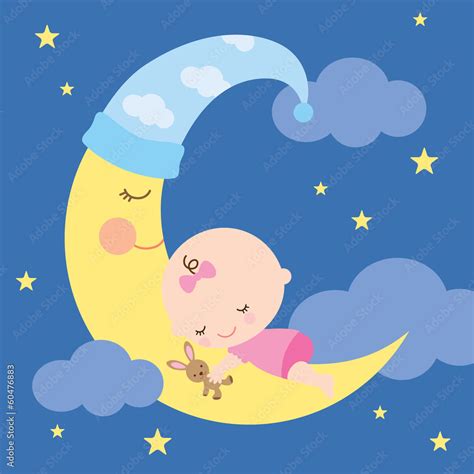 Sleeping Baby On The Moon Stock Vektorgrafik Adobe Stock