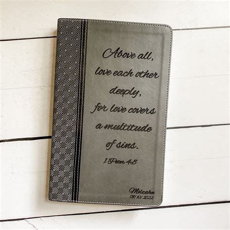 Personalized Niv Bible Two Tone Leathersoft Gray Custom Etsy