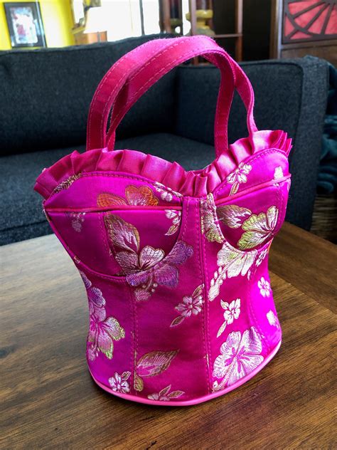 Hot Pink Corset Purse Bodice Purse Bra Purse Bustier Purse Silk Novelty Purse Handbag Brassiere 