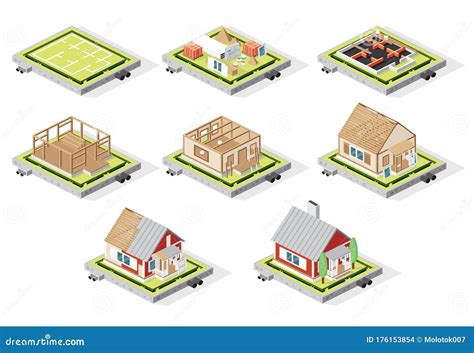 House Construction Phases Infographics Vector Illustration