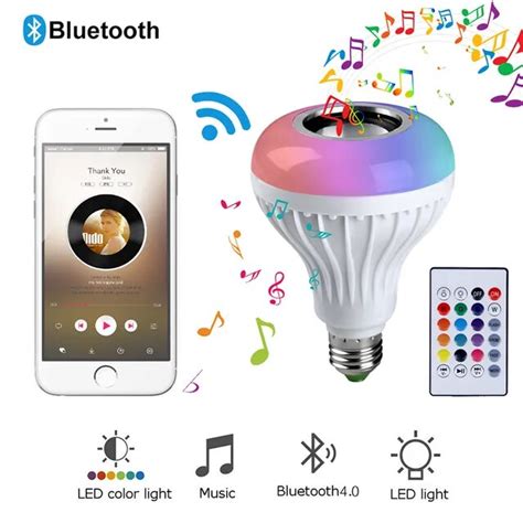 Smart E27 Rgb Bluetooth Speaker Led Bulb Light 12w Music Playing
