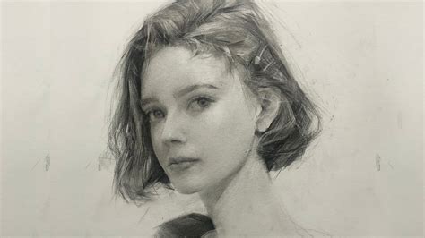 Drawing Girl Portrait With Graphite Pencil Youtube