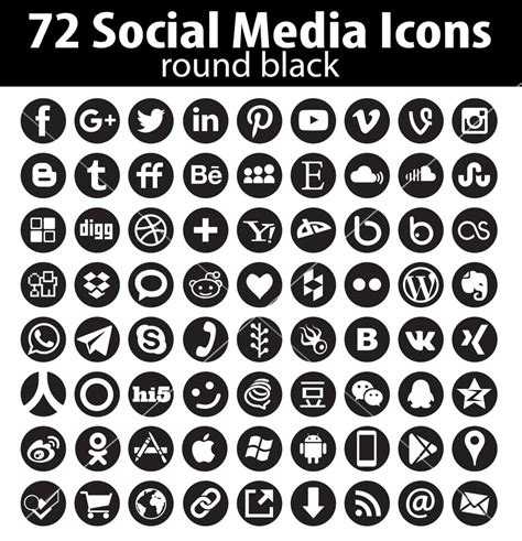 Round Social Media Icons Vector Icon Set Download