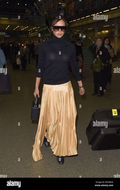 victoria beckham arriving into london on a eurostar train from paris victoria appears to be
