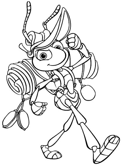 A bug's life coloring pages. Drawing Flik (A Bug's Life) coloring page