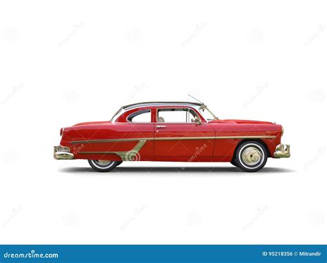 Beautiful Crimson Red Vintage Car Side View Stock Photo Image Of