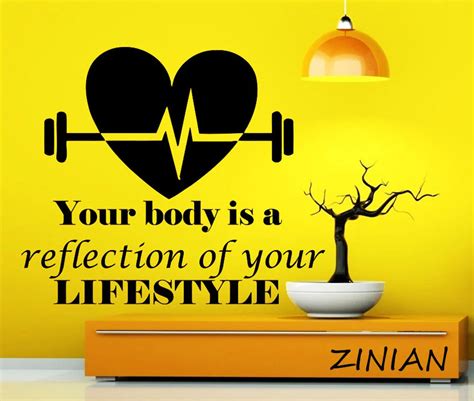 Sport Wall Decals Quote Fitness Body Decal Vinyl Sticker Gym Mural