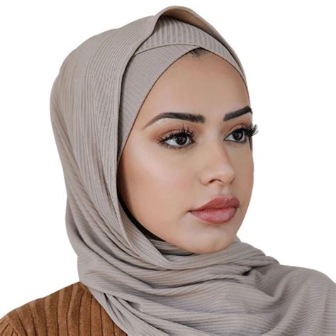 2022 New Ribbed Women Muslim Underscarf Cap Stretchy Forehead Cross Inner Hijab Caps Islamic