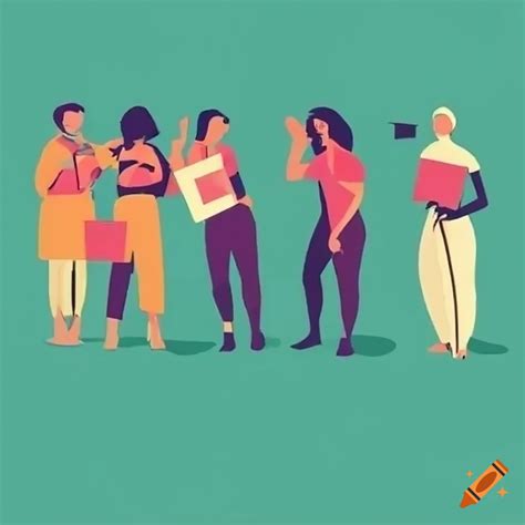 Vector Art Of Female Protesters Discussing Gender Equality On Craiyon