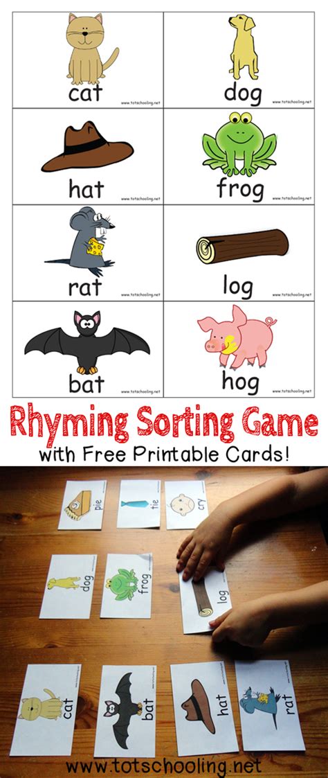 Rhyming Sorting Game With Free Printable Kindergarten Readiness