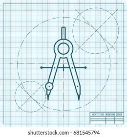 Hammer Wrench Icon Blueprint Architect Sketch Stock Vector Royalty