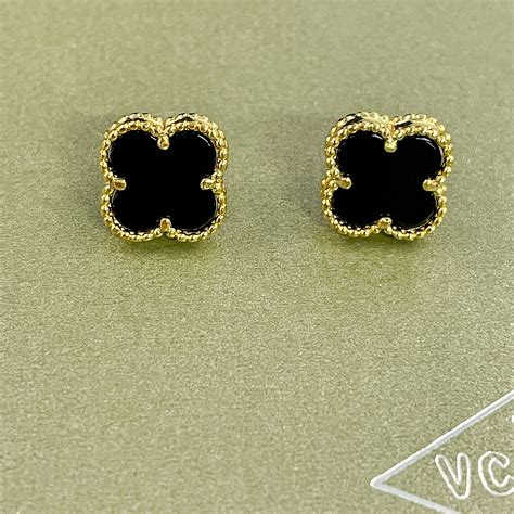 Vca Lucky Four Leaf Clover Gold Plated Mother Of Pearl Stud Etsy