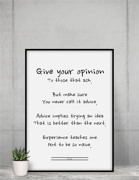 Give Your Opinion Inspirational Quotes Eli Love Etsy Uk
