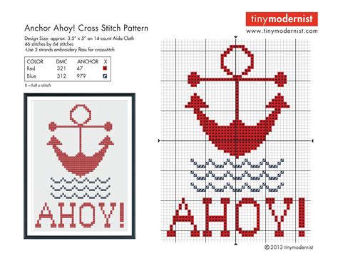 New Freebie Anchor Cross Stitch Pattern Cross Stitch Patterns Cross