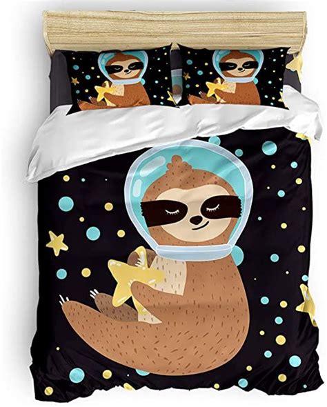 4 Pieces Full Size Duvet Cover Set Sloth Ultra Soft Luxury Comfortable