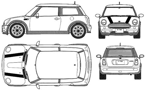 2001 Mini Cooper Hatchback Blueprints Free Outlines
