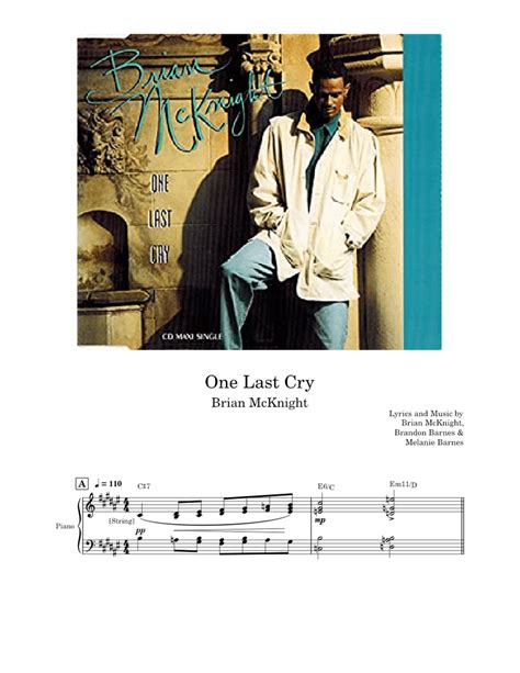 One Last Cry Brian Mcknight Sheet Music For Piano Vocals Piano