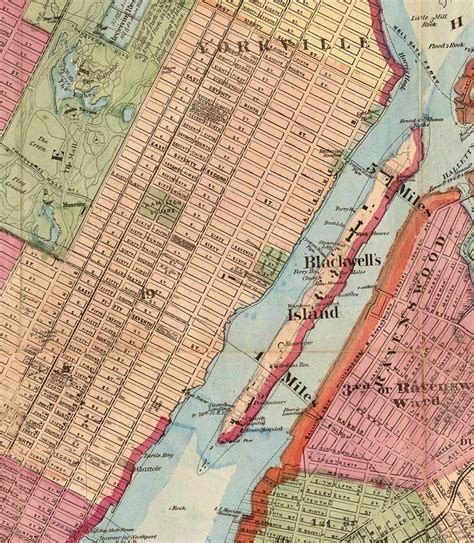 Old Map Of New York And Manhattan 1860 Vintage Map Wall Map Print