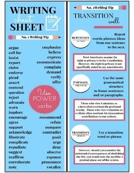 Writing Cheat Sheet Babe And Writers Companion Handout Printable