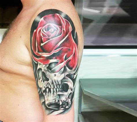 Skull And Rose Tattoo By Marek Hali Photo 20904