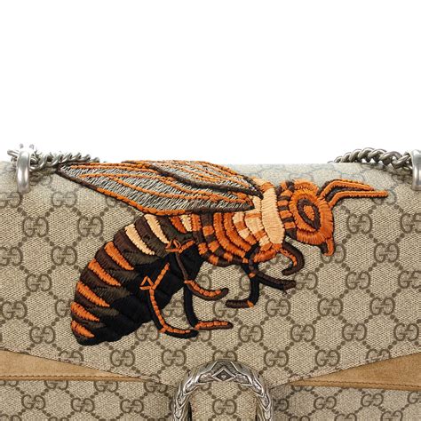 Gucci Gg Supreme Monogram Medium Bee Embroidered Dionysus Shoulder Bag