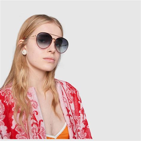 Shop The Aviator Metal Sunglasses By Gucci Sunglasses Sunglasses Women Aviators Aviators Women