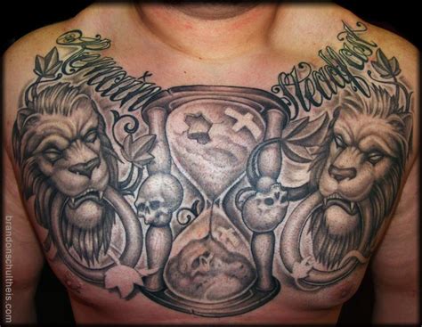 Lion Doorknocker Chest Tattoo By Brandon Schultheis Tattoonow