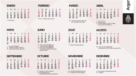 Calendario 2021 Argentina Para Imprimir Feriados Nacionales Argentina